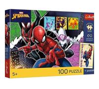 Trefl - Araña heroica - 100 Piezas - Rompecabezas de héroes Coloridos de Cuentos de Hadas, combínalo, póster único Incluido, Entretenimiento Creativo, diversión para niños a Partir de 5 años