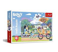 Trefl Azul, Bluey Alegre 60 Piezas-Puzle de Colores con los Personajes de la Serie Infantil, Entretenimiento Creativo, Juego para niños a Partir de 4 años, Multicolor (17384)