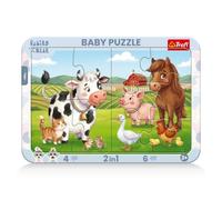 Trefl - Babies and The Bear, El día Feliz de los bebés | Rompecabezas con marco 2 en 1 para bebés, para niños a partir de 2 años