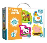 Trefl- 4 Rompecabezas, de 2 a 5 Elementos, Animales de Cuentos de Hadas Bebés y Ositos de Peluche, Diversión para Niños a Partir de 2 Años Puzzle, Color babies and the bear, en la granja (36127)
