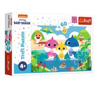 Trefl 60 Piezas Colores con Personajes de Cuentos de Hadas, Nickelodeon, Diversión para Niños a Partir de 4 años Puzzle, Baby Shark, Familia de Tiburones de Vacaciones (17370)