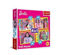 Trefl - Barbie, El Mundo Alegre de Barbie - Puzle 4en1, 4 Rompecabezas, de 35 a 70 Piezas - Puzle de Colores con Las muñecas Famosas, Distintos Grados de dificultad, para niños a Partir de 4 años