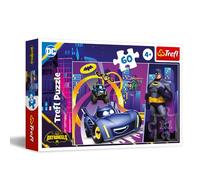 Trefl - Batwheels, Batman y Sus vehículos - Puzle de 60 Piezas - Puzle de Colores con los Personajes de la Serie Animada, Entretenimiento Creativo, Diversión para niños a Partir de 4 años