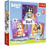 Trefl, Meet Bluey 1, 3 Puzzles, de 20 a 50 Piezas-Varios Niveles de dificultad, Entretenimiento para niños Mayores de 3 años, Multicolor (34895)
