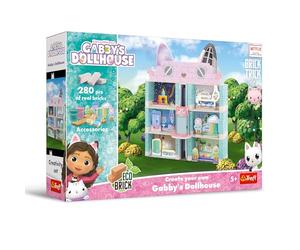 Trefl - Brick Trick Gabby's Dollhouse: construye con ladrillo, Bloques 280 Eco, Reutilizables, Juego Creativo para niñas y niños a Partir de 5 años