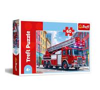 Trefl - Camión de Bomberos - Puzle de 60 Piezas - Puzle de Colores con vehículos, Entretenimiento Creativo, Juego para niños a Partir de 4 años