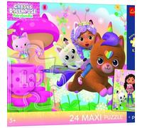 Trefl - Casa de Gatos Gabby, Gabby para Rescate - Puzzle 24 Maxi - 24 Piezas Grandes, póster único, Entretenimiento Creativo, para niños a Partir de 3 años