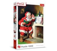 Trefl Coca-Cola, Papá Noel Junto a la Chimenea-Puzle de 1000 Piezas-Rompecabezas navideño, para Adultos y niños a Partir de 14 años, Multicolor (10922)