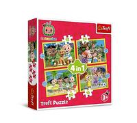 Trefl - Cocomelon, Conoce s los Personajes - Puzle 4en1, 4 Rompecabezas, de 12 a 24 Piezas - Distintos Grados de dificultad, Puzle de Colores con los Personajes de la Serie Infantil