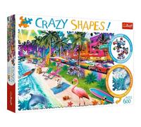 Trefl - Puzle Crazy Shapes: Playa de Miami - Puzle de 600 Piezas - Puzle Rompecabezas de Formas Locas, Puzle de Bordes Irregulares, Puzles Inusuales