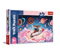 Trefl - Dachshund en un Cohete - 100 Piezas - Rompecabezas de Colores con Animales, Entretenimiento Creativo, diversión para niños a Partir de 5 años
