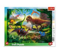 Trefl- Dinosaurios, de 25 Piezas, para niños a Partir de 4 años Puzzle, Color, Rahmenpuzzle mit Unterlage (31343)