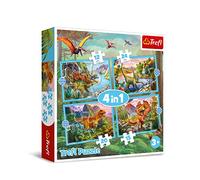 Trefl 4en1, 4, 12 a 24 Piezas Dinosaurios, Diferentes Niveles de Dificultad, Entretenimiento, dla Dzieci od 3 lat Puzzle, Color excepcionales, Außergewöhnliche Dinos (34609)