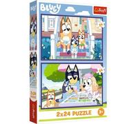 Trefl – Puzles 2 en 1 Bluey y Spidey – Set 2 x 24 piezas para niños a partir de 3 años (34446)
