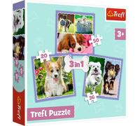 Trefl-Dulces Perros de 20 a 50 Piezas, 3 Conjuntos, para niños a Partir de 4 años Puzzle, Color Perritos adorables, Süße Hunde