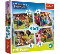 Trefl 4en1, de 35 a 70 Elementos-Rompecabezas con Personajes de Cuentos de Hadas de Disney Encanto, Entretenimiento, para niños a Partir de 4 años Puzzle, Color, mágico (34615)