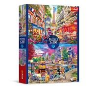 Trefl- Trébol - Puzzle 2en1: Capitales Europeas - 2 x 500 Elementos - Conjunto de Dos Rompecabezas, DIY, Diversión Creativa para Adultos y Niños a Partir de 10 años, Multicolor (37496)
