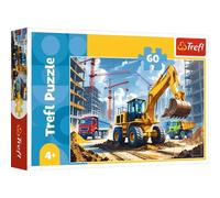 Trefl Tractor Excavadora Mixta 60 Piezas-Puzle de Colores con vehículos, Entretenimiento Creativo, Juego para niños a Partir de 4 años, Multicolor (17406)