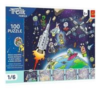 Trefl - Familia Treflik, Trefline en el espacio - Puzzle de 100 elementos - Rompecabezas de colores con héroes cuentos de hadas, colecciona todos de la colección, para niños a partir de 5 años