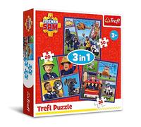 Trefl - Fireman Sam, El Día de Sam el Bombero - Puzle 3en1, 3 Rompecabezas, de 20 a 50 Piezas - Puzle de Colores con los Personajes de la Serie Infantil, Colaje, Distintos Grados de dificultad