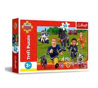 Trefl - Fireman Sam, Listos para Ayudar - Puzle de 30 Piezas - Puzle de Colores con los Personajes de la Serie Infantil, Vehículo de Bomberos, Equipo de Salvamento, Entretenimiento Creativo