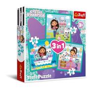 Trefl - Gabby's Dollhouse, Actividades de Gabby - Puzle 3en1, de 20 a 50 Piezas - Puzle de Colores con los Personajes de la Serie Infantil, Entretenimiento para niños a Partir de 3 años