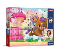 Trefl - Casa de Gatos Gabby, Gabby para Rescate - Puzzle 24 Maxi - 24 Piezas Grandes, póster único, Entretenimiento Creativo, para niños a Partir de 3 años