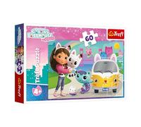 Trefl - Gabby's Dollhouse, Gabby and The Cat Adventures - 60-Piece Puzzle - Colourful Puzzle with Fairy Tale Characters, Creative Entertainment, Fun for Children Aged 4 and up