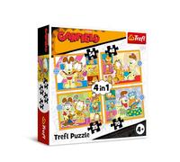 Trefl, Garfield le Encanta la lasaña-Puzle 4 en 1, 4 Rompecabezas, de 35 a 70 Piezas-Distintos Grados de dificultad, niños a Partir de 4 años, Multicolor (34673)