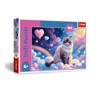 Trefl Gatito doméstico 160 Piezas-Puzle de Colores con un Gato en Las Nubes, Entretenimiento Creativo, Juego para niños a Partir de 6 años, Multicolor (13327)