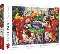 Trefl 1500 Piezas-Gatos, DIY Moderno, Entretenimiento Creativo, Rompecabezas Clásicos con Animales, para Adultos y Niños a Partir de 12 Años Puzzle, Color Gatitos en el sofá (26198)