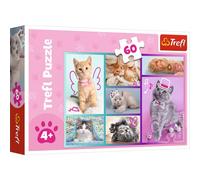 Trefl - Gatitos Monos - Puzzle 60 Piezas - Puzzles de Colores con Animales, Gatos, Collage, Entretenimiento Creativo, Diversión para Niños a Partir de 4 años