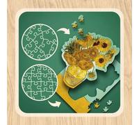 Trefl - Puzle de madera: Los girasoles, Vincent van Gogh - Puzle artístico Wooden Puzzle, Cuadros famosos, Artistas conocidos, Entretenimiento para adultos y niños a partir de 9 años, 200 piezas