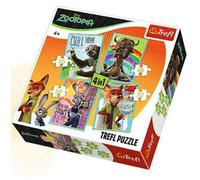 Trefl: Gran aventura animal en Zootropolis 4 en 1 - Puzzle de 35, 48, 54, 70 piezas