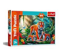 Trefl - Hábitos de Tigres - Puzle de 200 Piezas - Puzle de Colores con Animales, para niños a Partir de 7 años