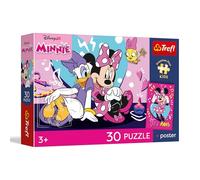Trefl - Happy Minnie - 30 Piezas - Rompecabezas con Personajes de Dibujos Animados, un póster Exclusivo, Entretenimiento Creativo, para niños a Partir de 3 años