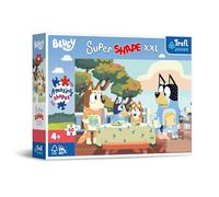 Trefl Junior - Bluey y Sus Amigos - Puzle 60 XXL Super Shape - Puzle de Forma Loca, Piezas Grandes, Puzle de Colores con los Personajes de la Serie Infantil, Juego para niños a Partir de 4 años