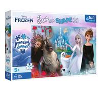 Trefl Junior - Frozen, Es Divertido en el Mundo de Anna y Elsa - Puzzle 104 XL Super Shape - Formas Locas, Piezas Grandes, Colores con Personajes de Cuentos de Hadas Kraina Lodu, a Partir de 5 años