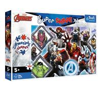 Trefl Junior - Marvel The Avengers, Vengadores Favoritos - Puzzle 104 XL Super Shape - Formas Locas, Piezas Grandes, Colores con Personajes de Cuentos de Hadas, a Partir de 5 años