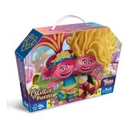 Trefl Junior - Trolls Band Together, Troles con Purpurina - Puzle con Purpurina de 70 Piezas, Estuche cómodo con asa, Puzle Brillante para pequeñas entusiastas de la Moda