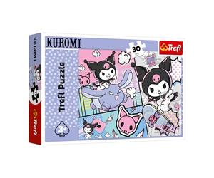 Trefl - Kuromi, Diviértete con Kuromi - Puzzle de 30 Piezas - Colorido Puzzle con Personajes de Cuentos de Hadas, Entretenimiento Creativo, diversión para niños a Partir de 3 años