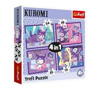 Trefl, Kuromi Day 1, 4 Puzzles, de 35 a 70 Piezas-Varios Niveles de dificultad, para niños a Partir de 4 años, Multicolor (34676)