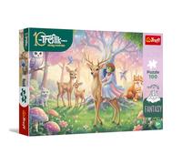 Trefl - La Familia Treflik, Inspirada en la fantasía - Animales del Bosque Encantado - 100 Piezas - Rompecabezas Coloridos llenos de Magia, diversión para niños a Partir de 5 años