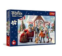 Trefl - La Familia Treflik, Papá Noel y los Renos al Rescate - Puzzle de 100 Piezas - Puzzle navideño con Personajes de Cuentos de Hadas, para niños a Partir de 5 años