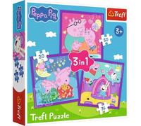 Trefl - Peppa Pig, Los hábitos de Peppa Pig - Puzzle 3 en 1, 3 Puzzles, de 20 a 50 Piezas - Varios Niveles de dificultad, Entretenimiento para niños a Partir de 3 años.