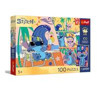 Trefl - Lilo y Stitch, días de Playa - 100 Piezas - Rompecabezas de héroes Coloridos de Cuentos de Hadas, combínalo, póster Coleccionable Incluido, Entretenimiento Creativo, diversión para niños a