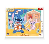 Trefl - Lilo & Stitch, Happy Stitch - Rompecabezas enmarcados para niños pequeños, 25 Piezas Grandes, Marco y Base rígida, con Personajes de Cuentos de Hadas, para niños a Partir de 4 años