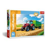 Trefl - Máquinas agrícolas, Tractor con Remolque - Puzle de 100 Piezas - Puzle con vehículos, Entretenimiento Creativo, Juego para niños a Partir de 5 años