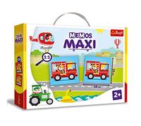 Trefl - Memos Maxi Vehicles - Juego de Memoria Educativo para Niños, Encontrar Pares de Imágenes, Elementos Grandes y Cartón Grueso, Juego de Memoria Clásico para Niños a Partir de 2 años