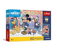 Trefl - Mickey Mouse y amigos, equipo de ratón - rompecabezas de 60 piezas - rompecabezas coloridos de héroes de cuento de hadas, póster único, entretenimiento creativo, diversión para niños a partir